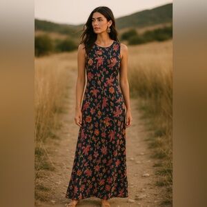 Vintage Holt Renfrew Floral bohemian Maxi Dress size 6